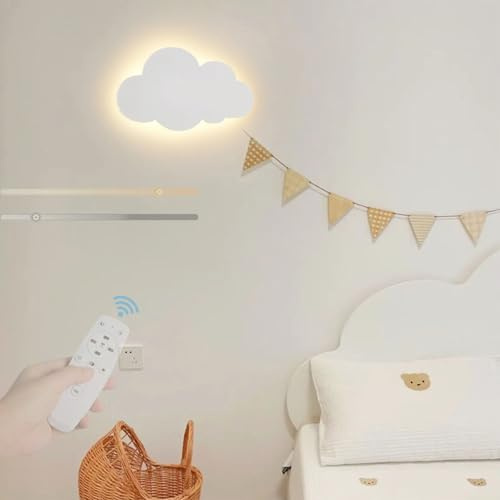 GZZBMY Modern Wandleuchte Innen LED Dimmbar Weiß Wolken Wandlampe mit Fernbedienung 3000K/4000K/6500K Wandbeleuchtung Acryl für Schlafzimmer Kinderzimmer Korridor Treppe (B,31)