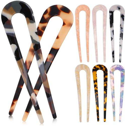 OATIPHO 8pcs Hair Bun Extensions for Women u Shaped Hair Pin Stick Acetate Forks Styling Accessories for Women