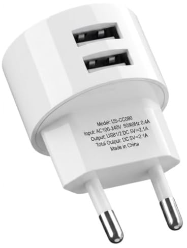 Double Prise USB-A 5V 2,1A Charge Rapide Adaptateur Secteur USB pour Prises et Tambours de Câbles Design Compact et Plat Bloc USBA pour Smartphones Tablettes et Appareils Espaces Restreints