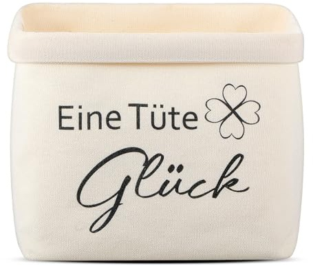 Xuniea Cesta de Pan con Eine Tüte Glück Regalo de Suerte Bolsa de Pan, Cesta de Pan de Tela Regalos para Cumpleaños y Navidad (Blanco)