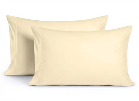 Home Sweet Home UK Cream PillowCases 2 Pack Cotton - 200 Thread Count Housewife Cotton Cream Pillow cases with Envelope Closure, 48x74 cm Pillow Covers, PillowCase 2 Pack