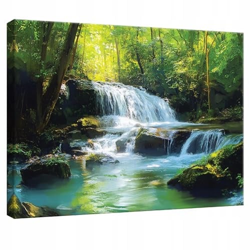 WallArena Leinwand Bilder 60x40 cm | Wasserfall, Leinwandbilder, Bild auf leinwand, Format: 60x40 cm (BxH) - einteilig auf Canvas Leinwand. Das Leinwand