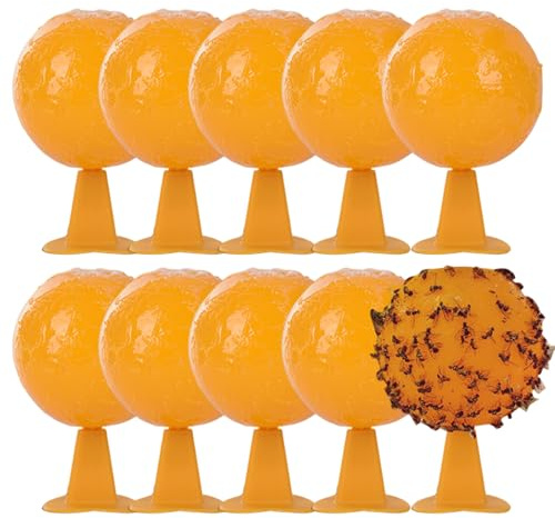 Fliegenfalle Ball 10 Stück 3, 27 Zoll Fliegenfänger wasserdichte sonnenbeständige Fliegenfalle mit Selbstklebendem Lockstoff für den Obstgarten-Gartenmarkt