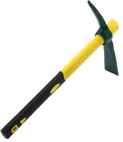 SOUJAP 15 Inch Pick Mattock Hoe, Mini Pick Axe Small, 1.5 Lb Forged Grubbing Mattock Tool for Weeding, Garden, 38 x 25 cm
