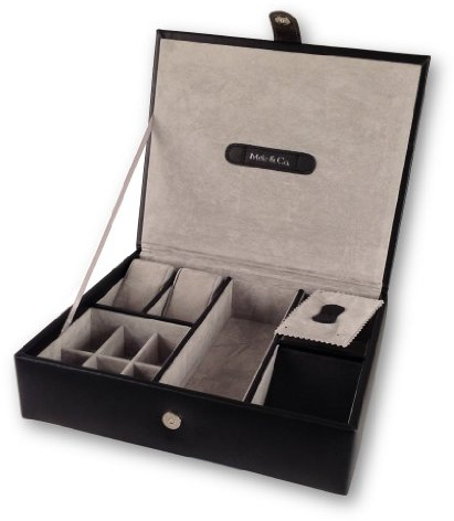 Mele & Co Black Watch Box in Recycled Leather Organizer Box Case Black