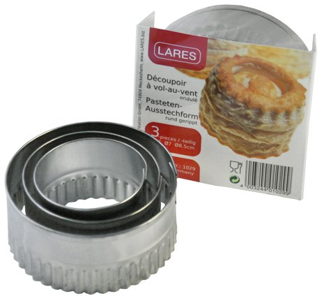 LARES 3er-Set Pasteten-Ausstechformen - Tortenring - Pastetenring - aus Weißblech - Made in Germany