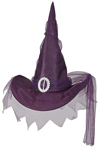Widmann 51536 - Antiquierter Hexen Hut, Lila, mit Schleier, Hut, Kopfschmuck, Accessoire, Karneval, Mottoparty, Halloween
