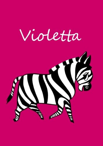 personalisiertes Malbuch / Notizbuch / Tagebuch - Violetta: Zebra - A4 - blanko