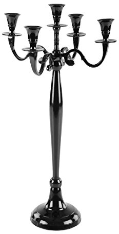 Gräfenstayn® Kerzenleuchter ALU 1, 3 oder 5-armig - 40/60/80cm - Silber, Schwarz, Weiß, Gold (Schwarz, 60cm)