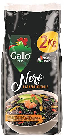 Riso Gallo Nero, Vegan Black Wholegrain Rice, Premium Gourmet Quality with Rich & Nutritious Whole Grain, 2 kg (Pack of 1)