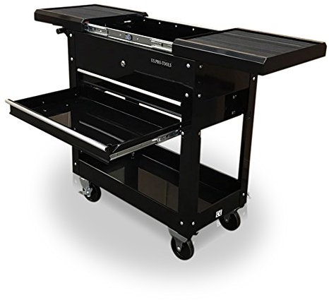 US Pro Tools Gloss Black Tool Trolley Opening Top