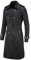 Uomo Windbreaker Cappotto Trench Giacche Moda Giacca Maniche Lunghe con Cinture Nero M