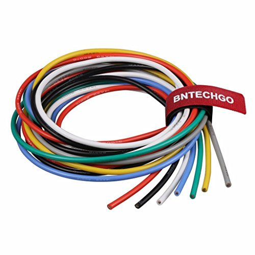 BNTECHGO Kit de alambre de silicona de calibre 14, ultra flexible, 7 colores, alta resistencia, 600 V, 14 AWG, 400 hebras de alambre de cobre estañado cable de alambre de alambre trenzado