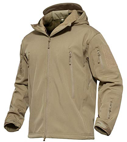 KEFITEVD Softshell Jacke Herren Wasserdicht Regenjacke Army Jacke Gefüttert Angeln Jacke Funktionsjacke Männer Winter Herrenjacke Angelbekleidung Khaki M