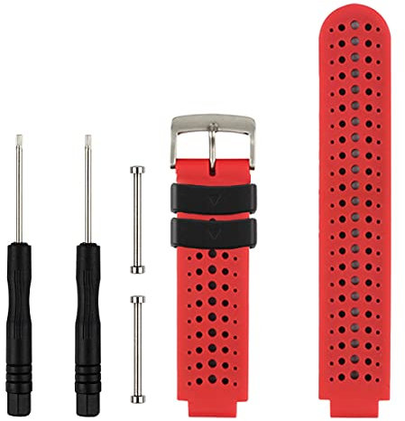 HONECUMI Ersatz-Armband für Garmin Forerunner 230/235/620/630/735XT, Zubehör für Activity-Tracker/Fitness-Tracker, Einheitsgröße, rot / schwarz