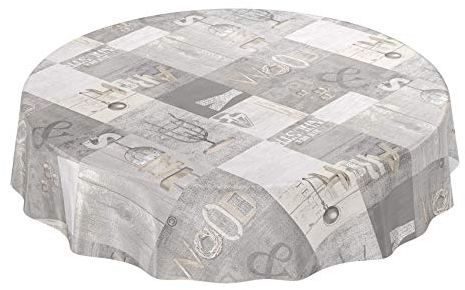 ANRO Wachstuchtischdecke Wachstuch Wachstischdecke Tischdecke abwaschbar Industry Modern Used Look Industrie Rund 140cm eingefasst