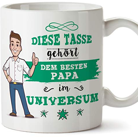 Mugffins Papa Tasse/Becher/Mug - Bester Papa im Universum - Kaffeetasse als Vatertagsgeschenk. Keramik 350 ml