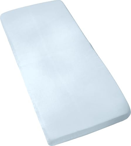 REDBEST Jersey- Stretch Kinder- Spannbettlaken San Francisco 100% Baumwolle, hellblau Größe 60x120 cm - 70x140 cm - weiche Qualität, bügelfrei, Rundumgummi, bis 12 cm Höhe