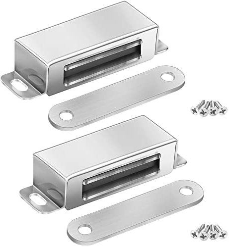 Onarway Magnetic Door Catch 20KG Pull Strong Magnet Cabinet Latches Magnetic Hardware Stainless Steel Chrome Door Closer for Bathroom Kitchen Sliding Door Window Cupboard (40lbs Strength 2 Pack)