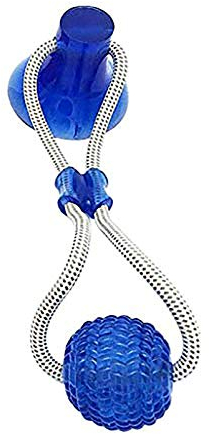 Haustier Spielzeug,Selbstspielende Gummiball Spielzeug mit Saugnapf,Hund kauen Seil Ball Spielzeug,Multifunktions Pet Molar Bite Toy Reinigung Der Z?hne,Ungiftig,Sicher,Weich,Aus Naturkautschuk (Blau)