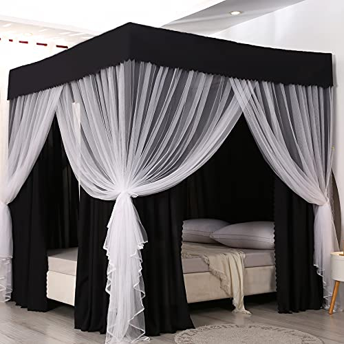 Mengersi Betthimmel mit 4 Ecken, 2-in-1, blendfrei, Winddicht, lichtbeständig, für Mädchen, Jungen, Kinder, Teenager, Geschenk für Zuhause oder Schlafzimmer King Schwan