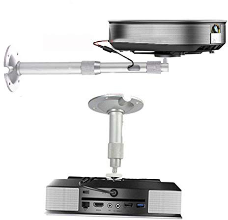 Unicview Soporte de Techo o Pared para Mini proyector hasta 5kg de Peso, Compatible con Rosca de tripode Construido en Aluminio, Compatible también con CCTV, Brazo de 20cm