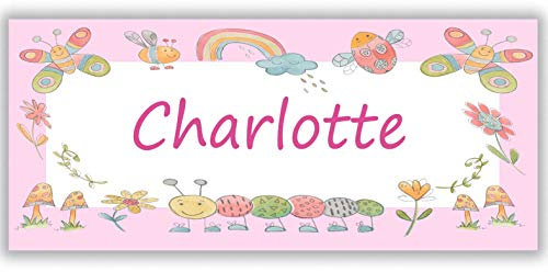Tigerlilyprints Personalised Bedroom Door Plaque,Children's Name Plate, Bugs, Baby Room Sign, Boys, Girls Room Sign,Name on a Sign, Personalised Children's Bedroom Door Signs.
