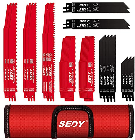 36-Piece Ultimate Reciprocating Saw Blade Set - Premium Sawzall Blades, Durable Wood & Metal Cutting Blades with Storage Pouch, Long-Lasting Pruning Blades