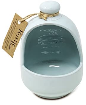 Verano Spanish Ceramics Rustic Pastel Hand Dipped Salt Pig - Home Kitchen Restaurant Café Decorative Décor - Salt Cellar Pepper Seasoning Holder Caddy Spices Condiments Storage Pot - Blue