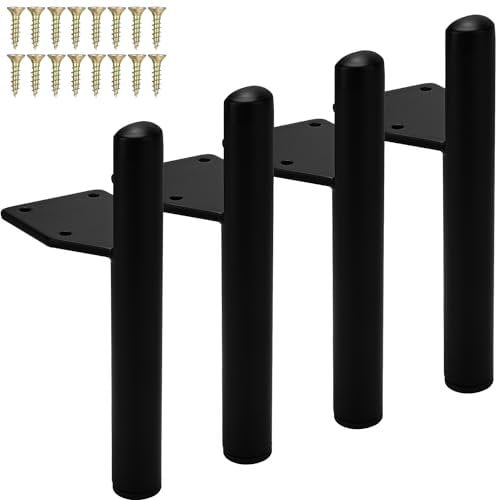 Btowin 7 inch Metal Furniture Legs, 4Pcs Modern Tapered Side-Mounted DIY Furniture Replacement Feet Black for Cabinet Dresser TV Stand Coffee Table