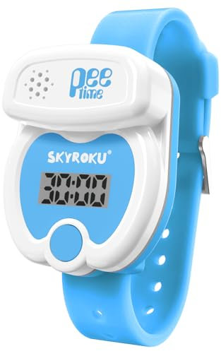 SKYROKU Silicone Kids Potty Training Timer Watch with Flashing Lights and Music Tones, Toddler Toilet Training Aid - Water Resistant (Blue)