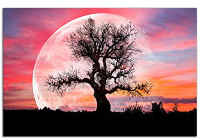 Startonight Cuadro sobre Vidrio Acrílico - La Luna al Anochecer - Moderno Cuadro de Cristal Acrílico 60 x 90 cm