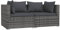 vidaXL Sofa mit Kissen Gartenmöbel Lounge Garten Garnitur Gartenset Sitzgruppe Sitzgarnitur Gartensofa Ecksofa 2-Sitzer Grau Poly Rattan
