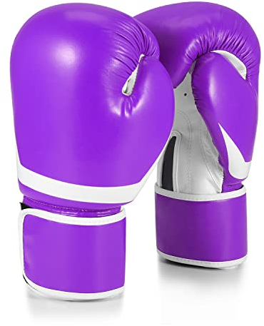 Flexzion 284 g Boxhandschuhe Sparring Trainingshandschuhe Boxhandschuhe Boxsack Handschuhe für Kickboxen, MMA, Muay Thai, Training, Sparing, Tasche mit Handgelenkbandage, Lila