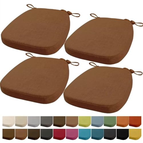 Orumrud 40x38x33CM(5CM Dicke) Stuhlkissen, Gartenstuhl Sitzkissen, Esszimmerstuhl Sitzkissen, waschbar, mit Reißverschluss, Riemen, rutschfestes Sitzkissen für Gartenstuhl (Kaffee 4 Stück)
