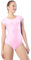 Aoylisey Damen Kurzarm Ballett Tanz Trikot Einteiler Gymnastik Bodysuit, Pink, 3XL