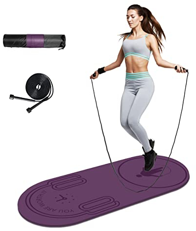 LaiEr Springseilmatte, Fitness-Übungsmatte, Knieschutz, Stoßdämpfung, Springseilmatte, rutschfest, für das Fitnessstudio zu Hause (140 cm x 62 cm x 8 mm) Dunkelviolett