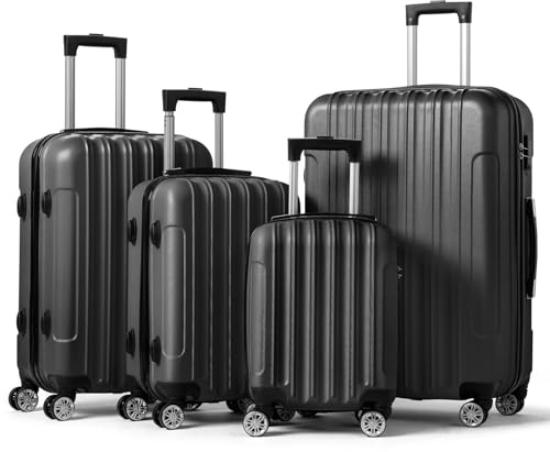 Karl home Luggage Set of 4 Hardside Suitcase Sets - Black (16/20/24/28)