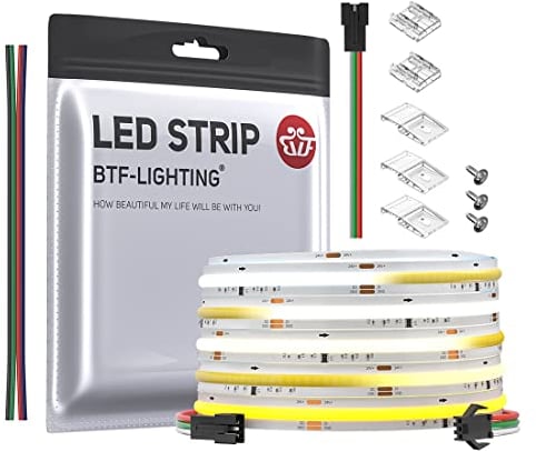BTF-LIGHTING FCOB SPI CCT Flexible Hohe Dichte COB LED-Streifen WS2811 IC Dimmbar Chasing 3000-6000K LED Strip 3M 576LEDs/m 10W/M DC24V IP30 Nicht Wasserdicht(Nicht inhalt Controller&Netzteil)