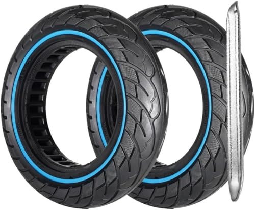 G.V.SHOP® 2 Vollgummiräder 10 x 2,5 Zoll 36 mm Reifen für Elektroroller, Xiaomi, Ducati, Lexgo, Vivobike S2, rutschfest, Vollgummi (Blau 2pcs+Hebel)