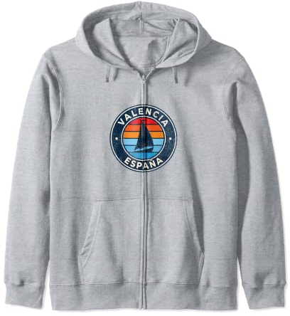 Valencia Spanien Vintage Segelboot Retro 70er Jahre Kapuzenjacke