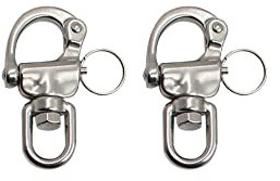 Kleiner Schnappschäkel, 2 Stück Edelstahl-Schnappschäkel, strapazierfähig, Schnellverschluss, Schnappschäkel, Drehöse, Schnappschäkel für Segelboot, Spinnaker, Halyard (128 mm)