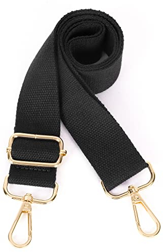 Moorle Breite Umhängetaschen Strap, Schultergurt für Taschen Verstellbarer, Schultergurt Taschengurt Schwarz 3.8cm Breit, Canvas Handtasche Taschenriemen, Taschengurte zum Wechseln