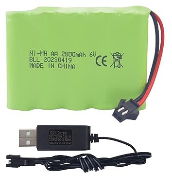 ZYGY 1PCS 6.0V 2800mah AA Akku mit SM-2P Stecker und USB Ladekabel für TB141 TB142 DE37 RC Fernbedienung Auto Spielzeug Auto Bagger LKW Engineering Fahrzeug