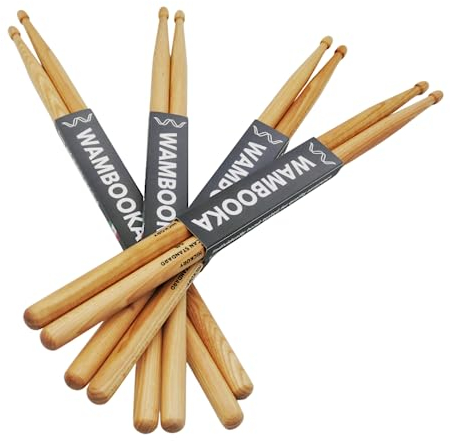 WAMBOOKA - Baquetas para batería de nogal americano - Paquete de 4 pares - Serie American Standard® - 5A - 5B - Punta de goteo de madera (5B)