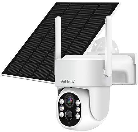 SRIHOME 4 MP WiFi PTZ Überwachungskamera, Stromversorgung Solar und Akku, PIR-Entscheidung, Nachtsicht, 2-Wege-Audio, Verwendung im Freien
