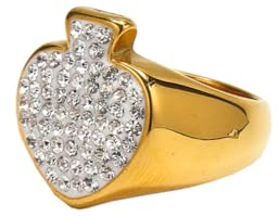 HIJONES Frauen Vintage Magier Spielkarten Pik Ring aus Rostfreier Stahl Freundschaft Versprechen Schmuck Geschenke Für Frauen Festival Geschenk Weiß Cz Größe 52 (16.6)