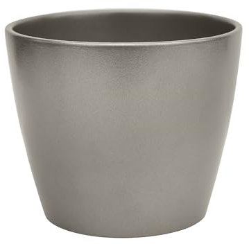 Ivyline Poinsettia Round Planter in Silver - Indoor Stylish Flower Pot - Classic Elegant Planting Bowl - H13 x D14.5 cm