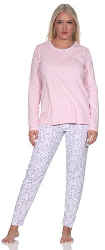 Normann Verspielter Damen Langarm Schlafanzug Pyjama in tollem floralen Muster