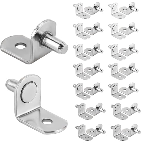 30st Regalbodenträger, 6mm L Förmige Bodenträger mit Löchern Regalstifte Premium Metall Regalhalterungsstifte für Regalschränke Schränke Bücherregale Glaseckmöbel